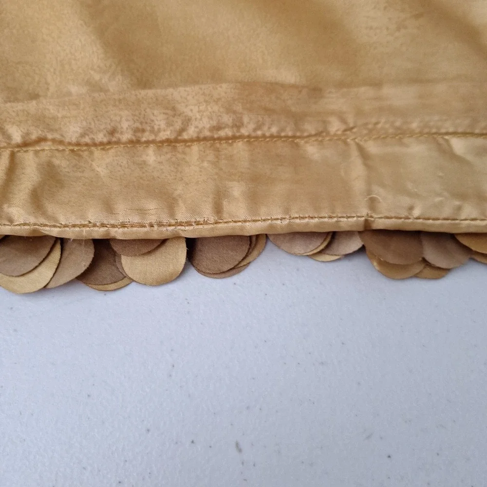 Pier 1 Gold Satin Ornate Layered Ruffle Flower Leaf Throw Pillow Cover 16